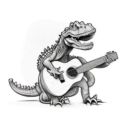 Aligator Standing Up Playing A Guitar
