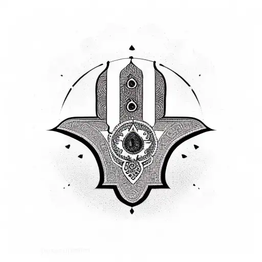 Simple Hamsa Symbol Made Of Pomegranate