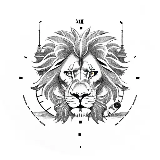 Fish With Clock And Lion