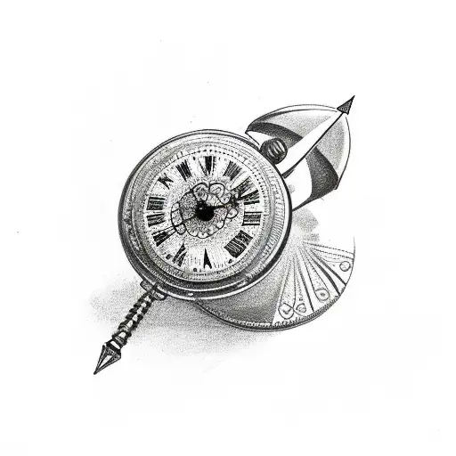 Pocket Watch Arrow Head And Flowers