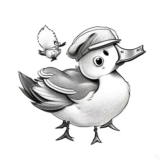 Cartoon Duck With Propeller Hat