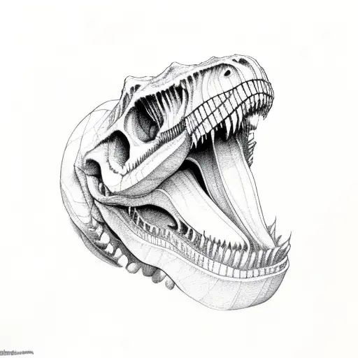 T-rex Skull With Leaf