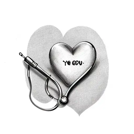 Stethoscope Forming A Heart Shape With 'I Love You More' Written In Ekg Style