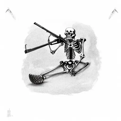 Skeleton Holding Rifle