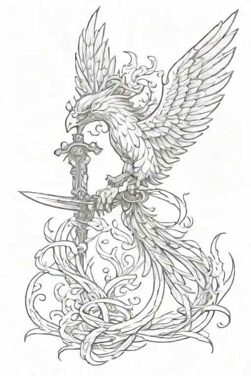 Phoenix Wrapped Around A Sword