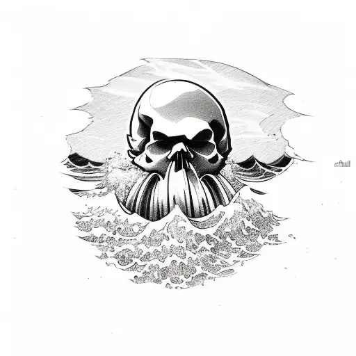 Mini Skull Surfing A Wave