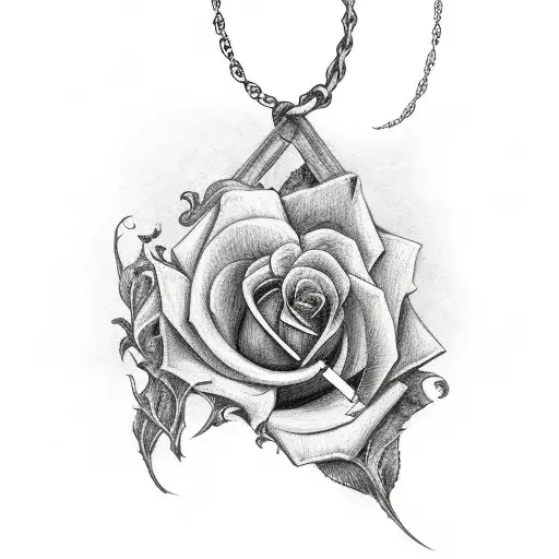 Judgement Chain With Rose Stem And Cross