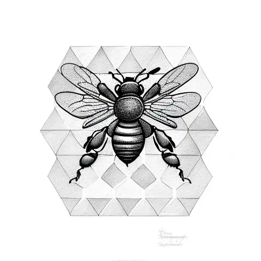 Honey Bee With Honeycomb