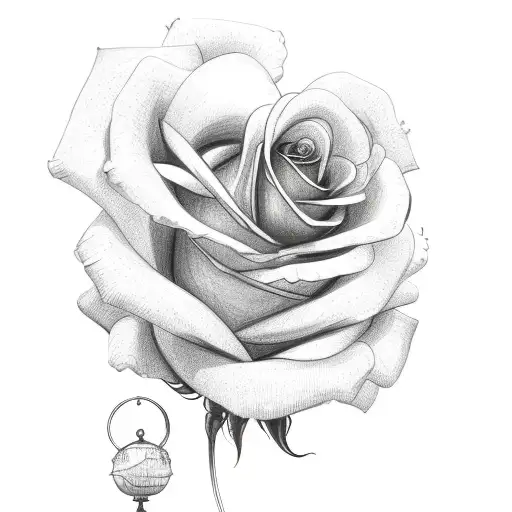 Rose Poppy Bunch Tied Together With A Ribbon And Bell