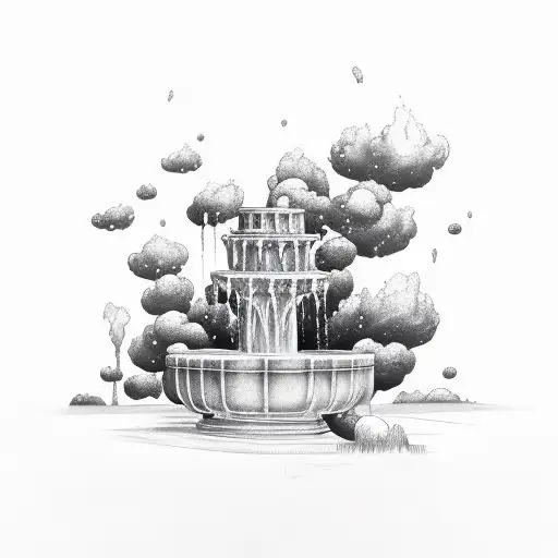 Water Fountain With A Storm Arriving