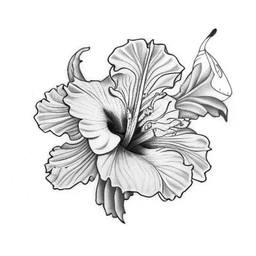 Hibiscus Tattoo With Dragon