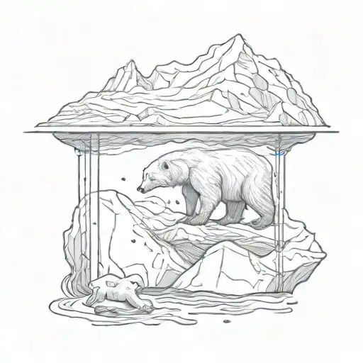 Iceberg Half Submerged With Polar Bear On It