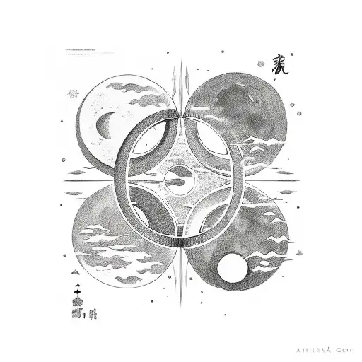 A Moon Phases Design Incorporated Into A Martial Arts Scene