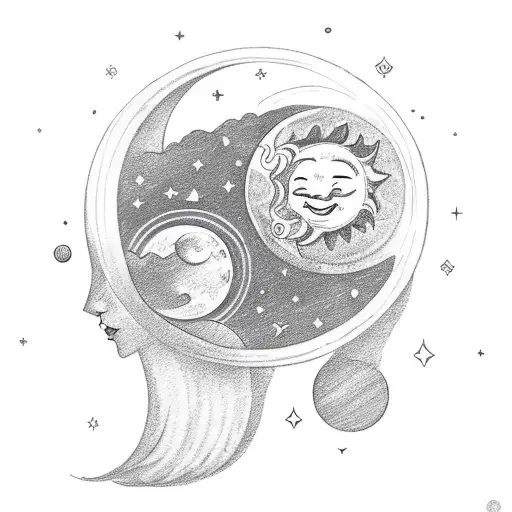 Whimsical Celestial Sun And Moon Kissing Coming Out Of Book