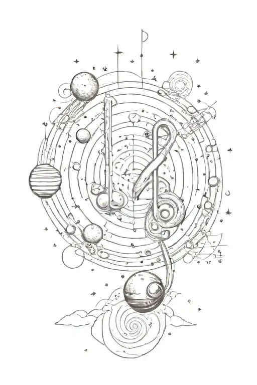 Music Note But Made Out Of Planets And Outer Space Theme