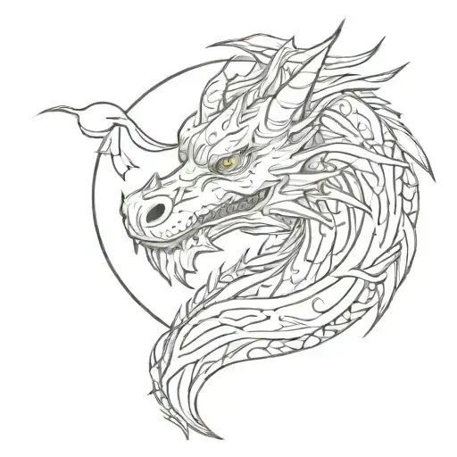 Dragon Head Cute Moon Around Dragon Head