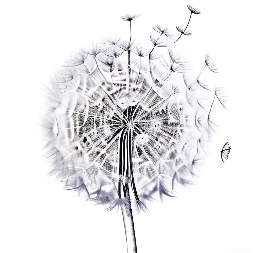 Dandelion With Seeds Drifting Away Transforming To Symbols
