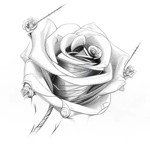 Barbed Wire With A Small Rose On The End