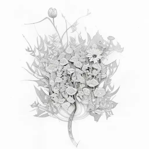 Flowers In A Forest Of Intricate Leaf Patterns