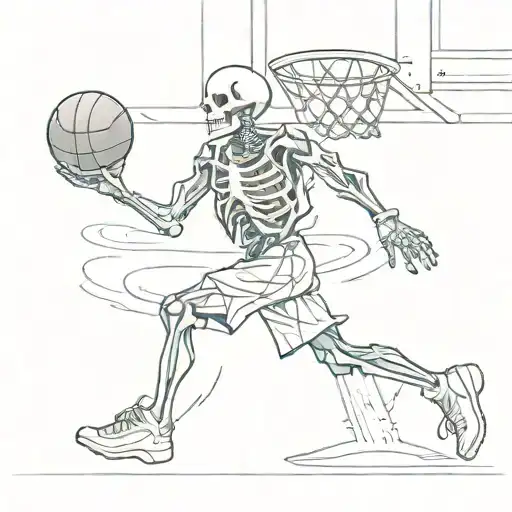 Skeleton Dunking Basketball