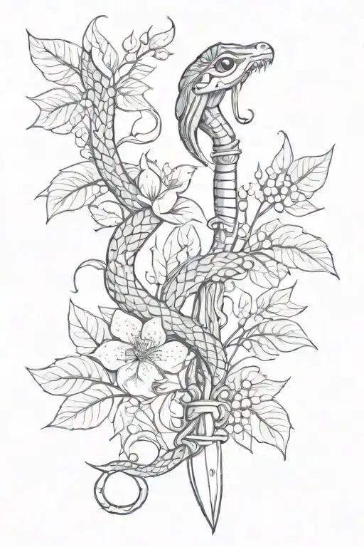 Pomegranate Snake Dagger Books Leaves