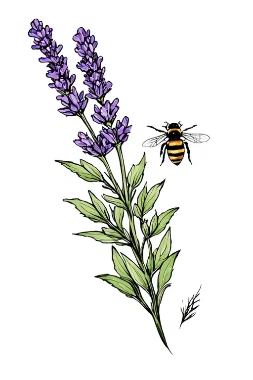 Lavender Bush And Bumble Bee