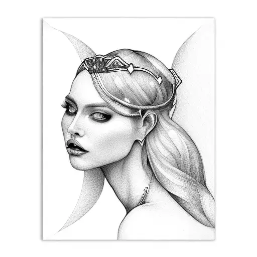 Lineal Woman Body Inside Queen Of Heart Card