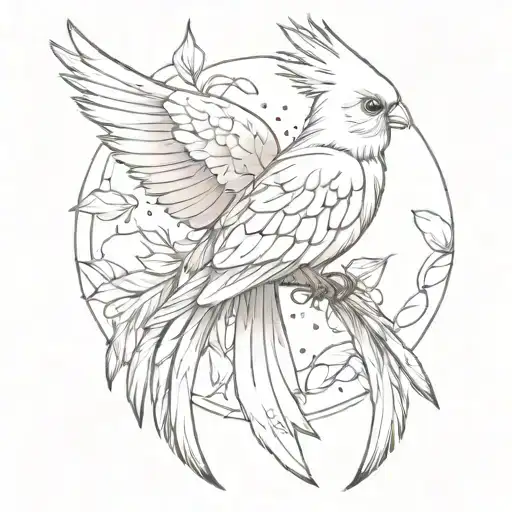 Cancer Ribbon Around Cockatiel