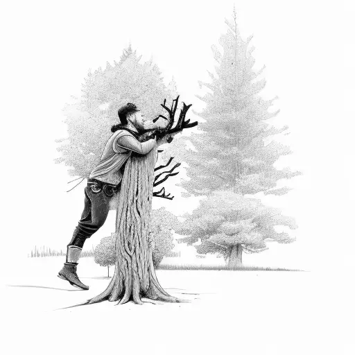 A Forester Gracefully Wrestling With A Tree