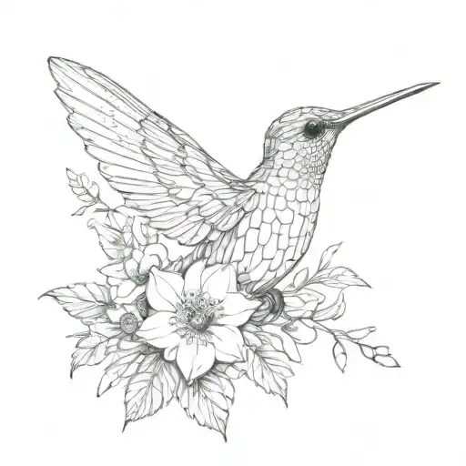 Humming Bird Made Out Of Flowers For Feathers