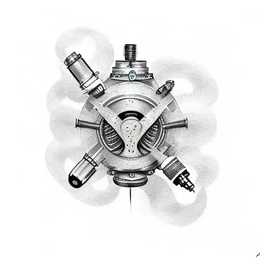 Airbrushed Tattoo Machine Surrounded By Swirling Money Symbols