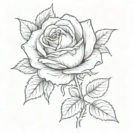 One Rose With Leaves