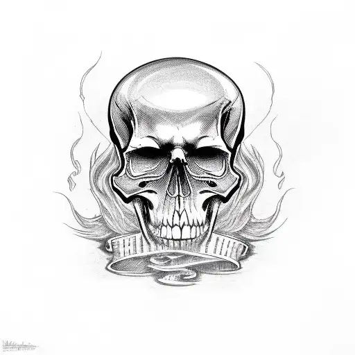 Flaming Skull With The Word Brotherhood
