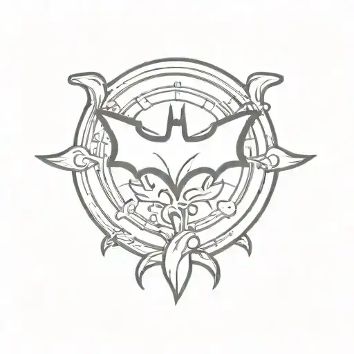 Batman Symbol On A Shield Against A Background Of A Circle Laurel Wreath