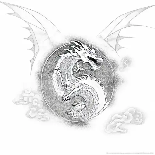 A Dragon Breathing Fire With Kanji Symbols Representing The Different Karate Forms