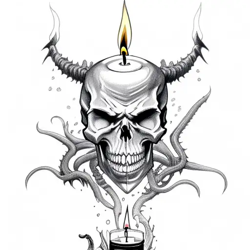 Demon With Candle And Skull