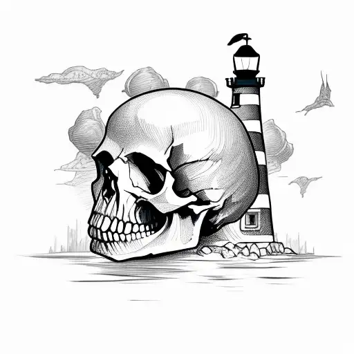 Skull With Lighthouse