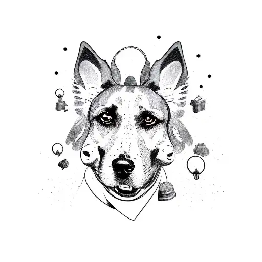 A Cartoon Version Of Their Favorite Dog Breed Surrounded By Flash Symbols