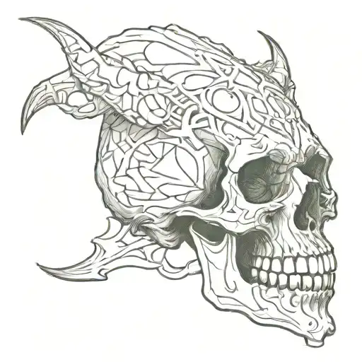Satanic Skull Tattoo Design