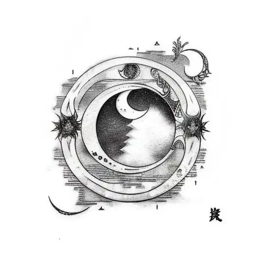 Create A Unique Tattoo That Includes A Crescent Moon In The Background Kokushibo From Demon Slayer