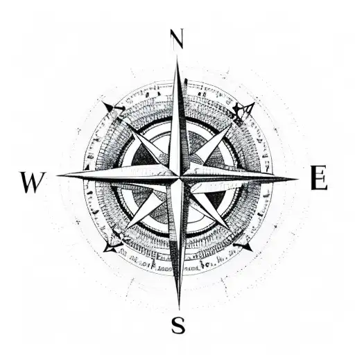 Compass Rose With Mountain