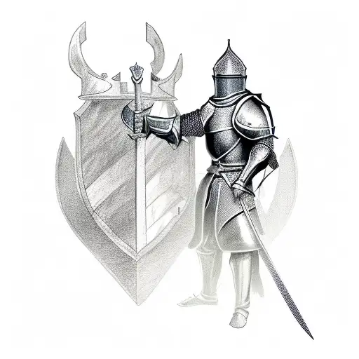 Kneeling Knight With Sword Bowing