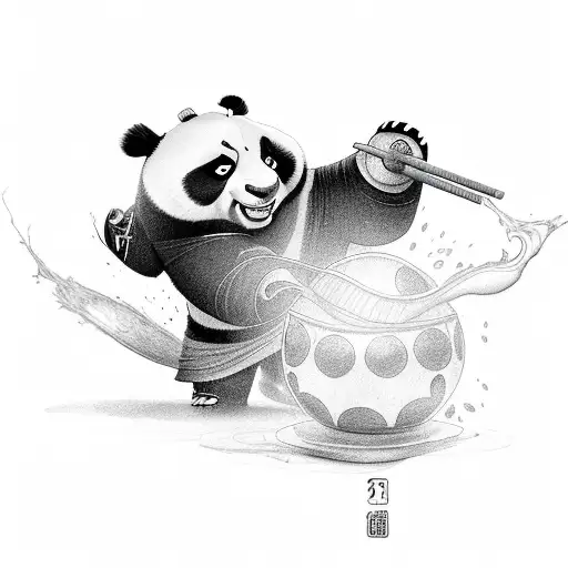 Kungfu Panda With A Ball On Fire