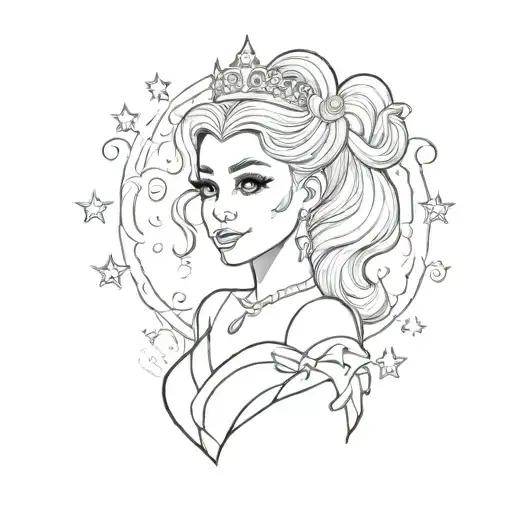 Simple Lineal Tattoo Of Ariana Grande As Glinda In Wicked In An Old Book Ilustrations Style