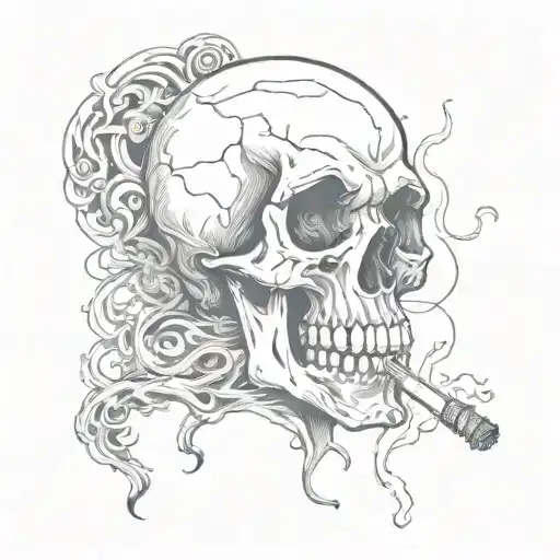 Smoking Skull With Heart