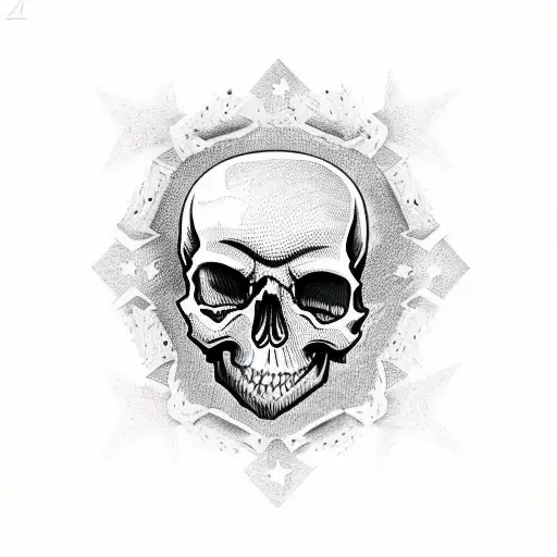 Skull With Hearts And Stars