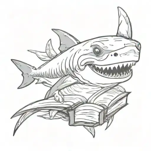 A Sad Shark Holding A Book