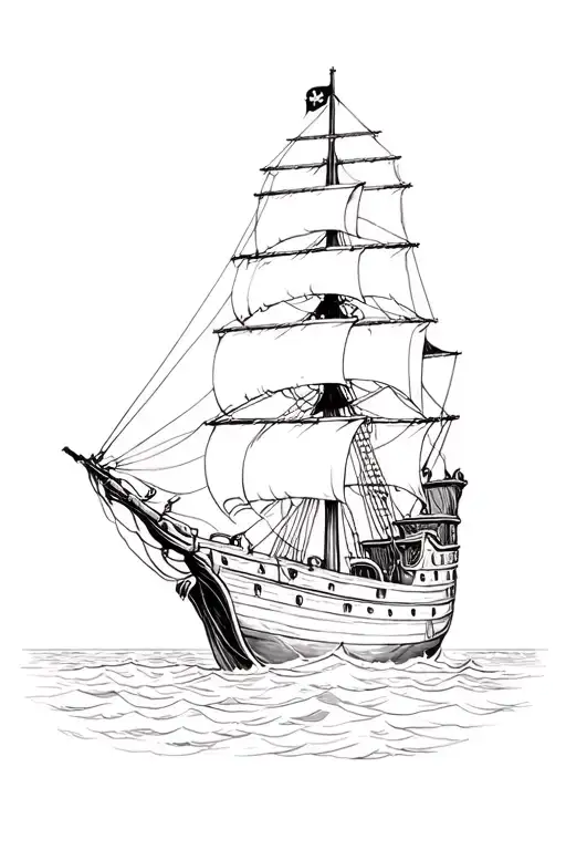 Pirate Ship Compas And Ancher