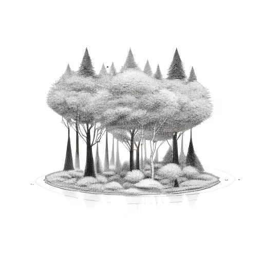 2 Forests With An Arrow Pointing To Each In The Middle And Love