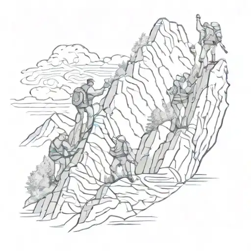 Family Climbing Mountain